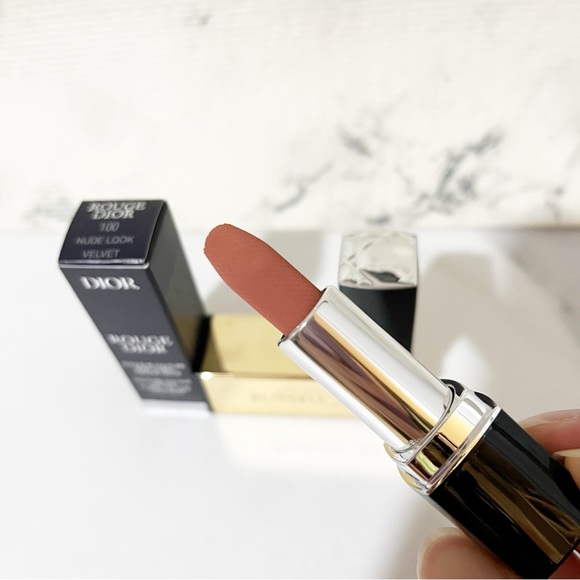 Dior Rouge Lipstick Color 100 Nude Look Velvet • Travel Size - Picture 4 of 9